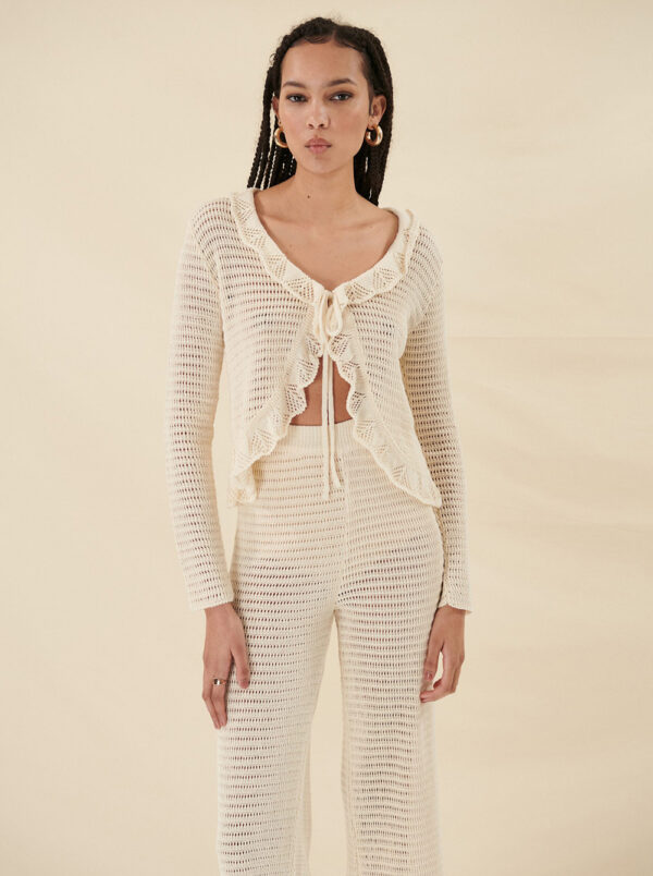 Ruffled Cardigan by Combos Knitwear