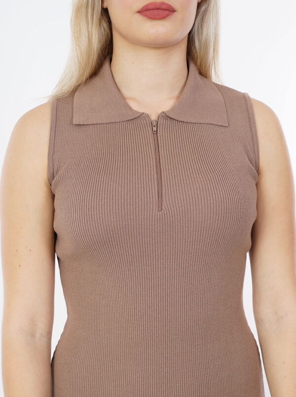 Knit Polo Dress in Tabac by Combos Knitwear