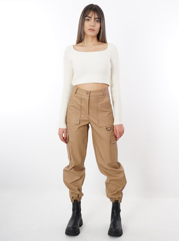 Faux Leather Cargo Pants by Moutaki