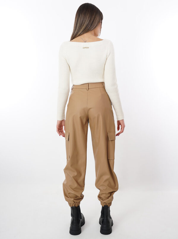 Faux Leather Cargo Pants by Moutaki