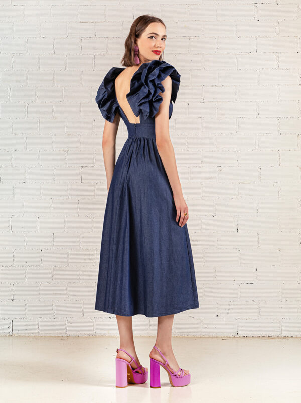 Midi Sleeveless Dress in Denim by Moutaki