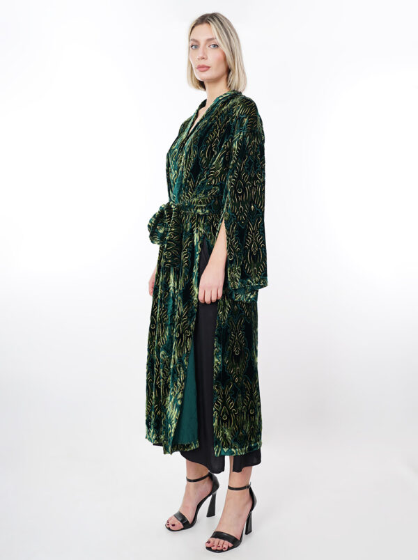 Moutaki Velvet Kimono in Green