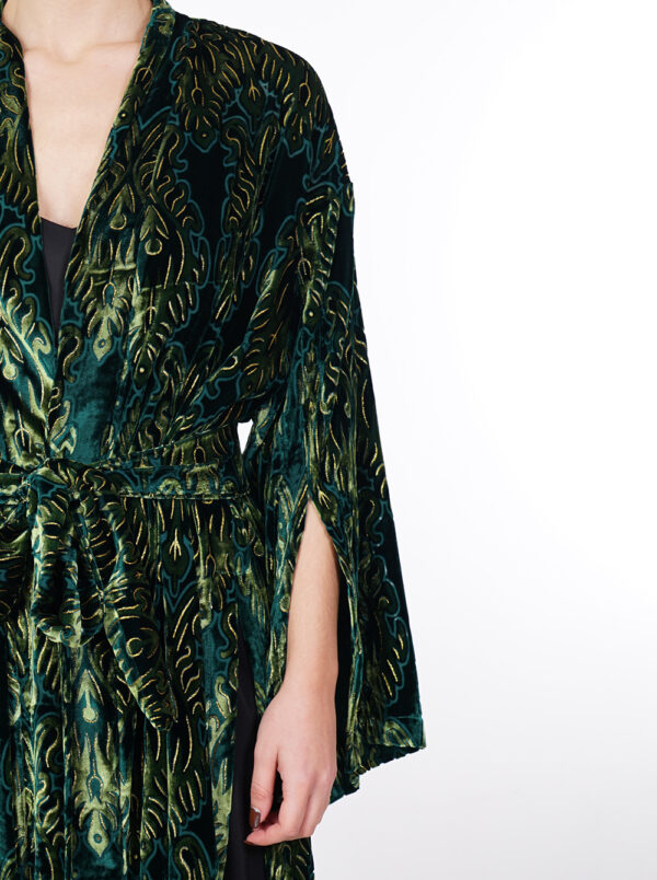 Moutaki Velvet Kimono in Green